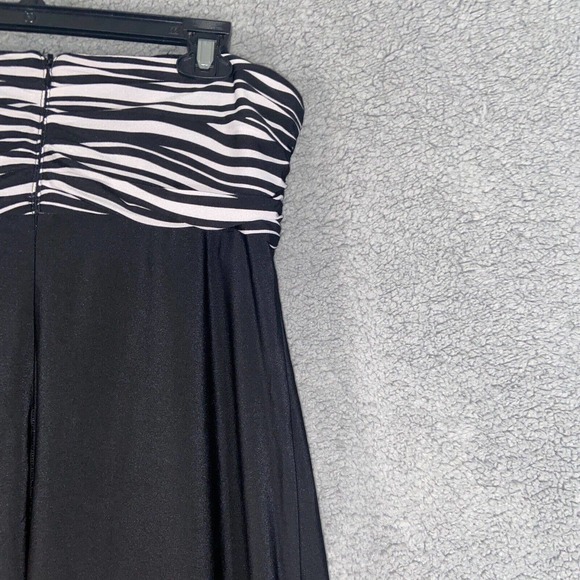 Chico's Dress Womens 2 Black White Zebra Strapless Maxi Back Zip Stretch - Picture 6 of 13
